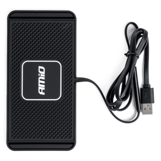 Bezdrátová Qi nabíječka do auta AMIO 3.0 15W s USB, 158x78 mm