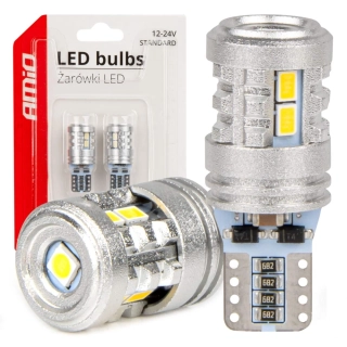LED STANDARD BULBS T10 W5W 6x3020 + 1x3030 SMD BÍLÉ 12V/24V AMiO