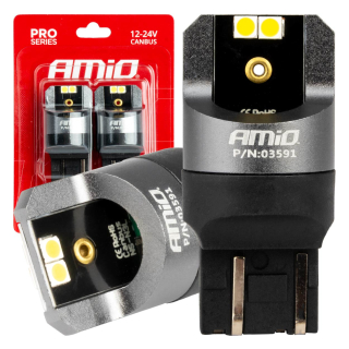 CAN-BUS žárovky T20 W21/5W (7443) 4 SMD LED bílé 6000K, AMIO 2 ks